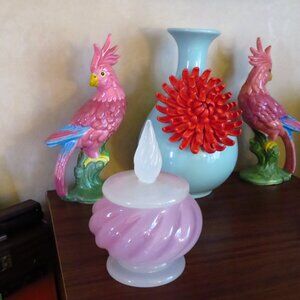 Vintage Archimede Seguso opal pink Murano bonbonniere container 1960 rare
